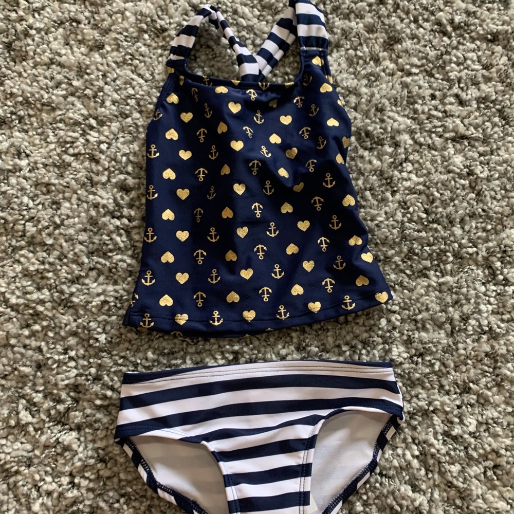 Little Girls Sailor 2 Piece Swimsuit